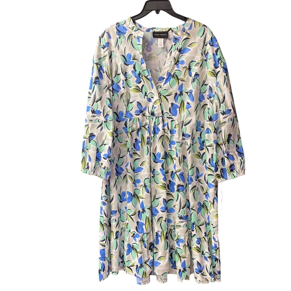 Donna Morgan Floral Print Long‎ Sleeve Empire Waist Midi Dress Size 18 NWT